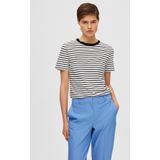 SELECTED FEMME Gestreept T-shirt SLFMYESSENTIAL van Biologisch Katoen Zwart/ Wit