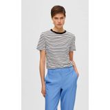 SELECTED FEMME Gestreept T-shirt SLFMYESSENTIAL van Biologisch Katoen Zwart/ Wit