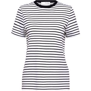 SELECTED FEMME Gestreept T-shirt SLFMYESSENTIAL van Biologisch Katoen Zwart/ Wit