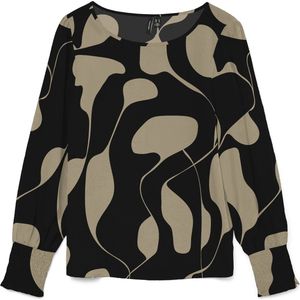 VERO MODA - Blouse 'LYDIA' - Sand/Zwart - Blouseshirt