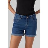 VERO MODA Vmluna Mr Fold Shorts - Damesshorts - Blauw - Denim - 1 Stuk