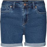 VERO MODA Vmluna Mr Fold Shorts - Damesshorts - Blauw - Denim - 1 Stuk