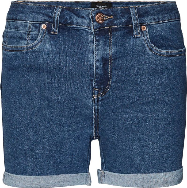 VERO MODA Vmluna Mr Fold Shorts - Damesshorts - Blauw - Denim - 1 Stuk