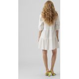 Damen - Korte Crepe Jurk - Wit - 3/4 Mouw - Zomerjurk