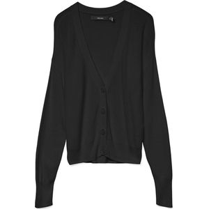 VERO MODA Gebreid Damesvest - Zwart - Knoopsluiting - V-hals