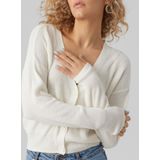 Vero Moda - Vmnewlexsun Ls Short V-neck Car - Vest - Snow White - 50% Viscose Lenzing Ecovero, 25% Acryl, 25% Katoen