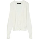 Vero Moda - Vmnewlexsun Ls Short V-neck Car - Vest - Snow White - 50% Viscose Lenzing Ecovero, 25% Acryl, 25% Katoen