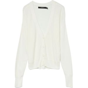 Vero Moda - Vmnewlexsun Ls Short V-neck Car - Vest - Snow White - 50% Viscose Lenzing Ecovero, 25% Acryl, 25% Katoen