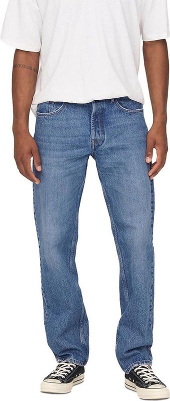 Only & Sons Jeans Onsedge Loose Mid. Blue 4939 Jeans 22024939 Medium Blue Denim Mannen