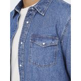 Only & Sons - Vrijetijdshemd - Blauw - Regular Fit - Heren - Katoen - Knoopsluiting - Lange Mouwen