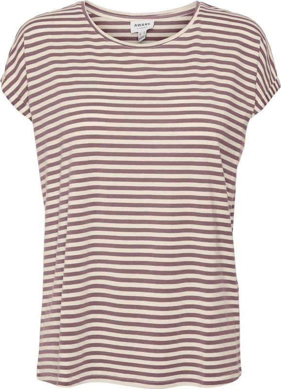 Vero Moda - VMAVA PLAIN SS TOP STRIPE GA JRS NOOS - Shirt - Nostalgia Rose Stripes