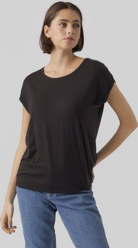 VERO MODA - T-shirt - Zwart - Tencel/Lyocell