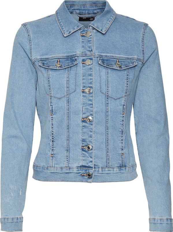 Vero Moda Vmluna Ls Slim Dnm Jacket Mix Ga Noos Dames Jas Light Blue Denim