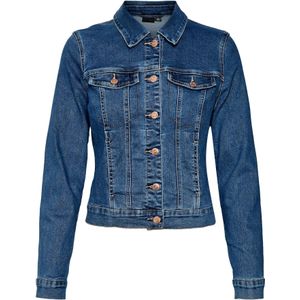 VERO MODA Vmluna Ls Slim Dnm Jacket Mix Ga Noos Damesjas, Medium blauwe denim.