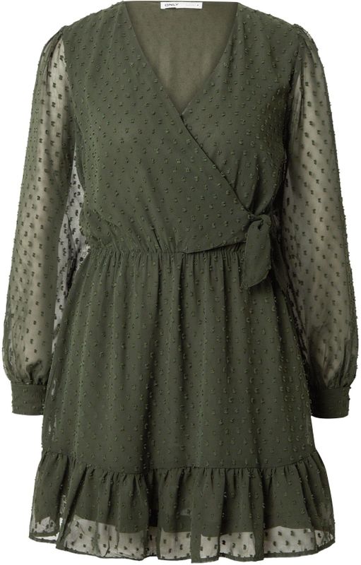 Only - Tiva Dobby Fake Wrap - Korte Jurk - V-hals - Lange Mouwen