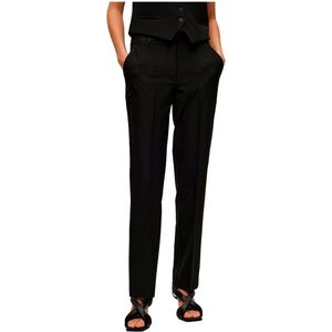 Selected Eliana Straight Fit Broek Met Halfhoge Taille Zwart Vrouw