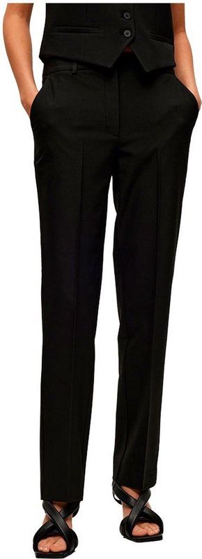 Selected Eliana Straight Fit Broek Met Halfhoge Taille Zwart Vrouw