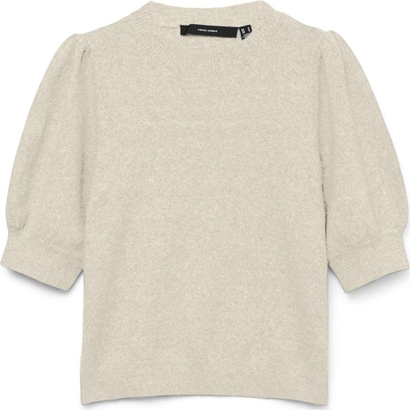 Vero Moda - Gebreide Pullover - Beige - O-hals - 2/4 Mouwen
