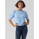 Gebreide Pullover - O-hals - 2/4 Mouwen - Pofmouwen - Regular Fit