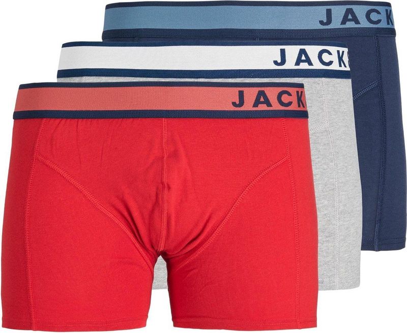 Jack & Jones - JACDENVER - Boxershorts - Rood Grijs Zwart - 3-Pack