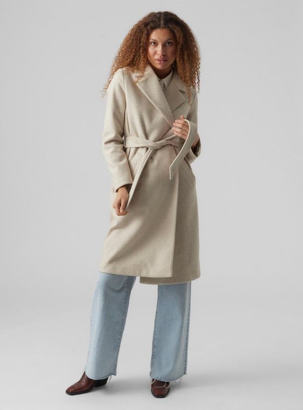 Vero Moda Fortuneaya Jas - Onder de Knie - 100% Polyester - Riem in de Taille