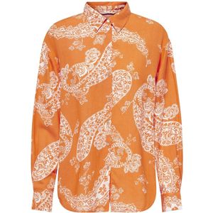 Only - Blouse - Oranje - Viscose/Katoen/Linnen - Oversized met Paisley Print