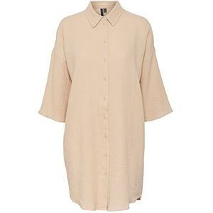 VERO MODA Dames Vmnatali 3/4 lange overshirt Noos jurk, Irish Cream, S