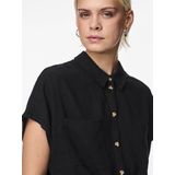 Pieces - Vinsty Blouse - Korte Mouwen - Lichtblauw - 80% Viscose, 20% Linnen