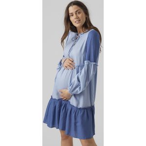 Mlzigga - Zwangerschapsjurk - Kort - Overhemdkraag - Lange Mouwen - Ruches