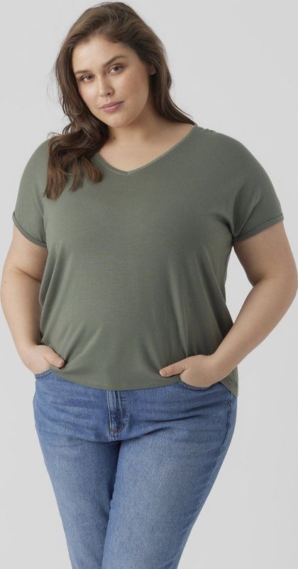 Basic T-shirt - V-Hals - Korte Mouwen - Curve - Regular Fit