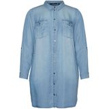 VERO MODA CURVE Vmsila LS-Jeansjurk voor dames, korte mouwen, lichtblauw, denim, 44 grote maat, Lichtblauwe denim