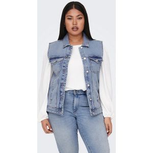ONLY CARMAKOMA Gilet Light Blue Denim met Knoopsluiting
