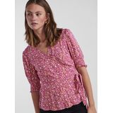 Pieces - Tala Noos BC - Dameshemd - Wikkelvormige Top - V-hals - Korte Mouw