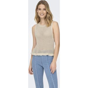 Jacqueline de Yong - Tikka s/l Top - Gebreide Structuur - Ronde Hals - Mouwloos - 50% Polyacryl 50% Katoen