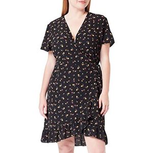 Noisy may NMCLARA Bianca S/S WRAP Dress Curve, zwart/Aop: bloem, 48