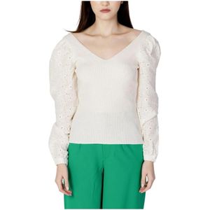 Only - V-hals Trui - Beige - 70% Katoen, 30% Polyester