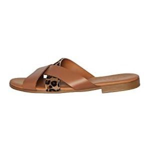 PSNAOMI LEATHER sandaal, Cognac Detail Leo Pony, 38 EU