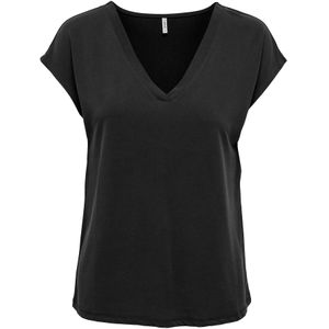 ONLY - T-shirt - Zwart - Modal - Korte Mouwen - V-hals