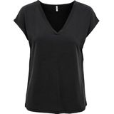ONLY - T-shirt - Zwart - Modal - Korte Mouwen - V-hals
