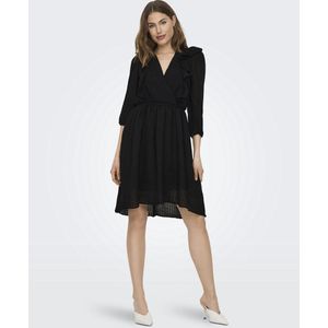 Only London 3/4 Ruffle Dress Noos Wvn Black ZWART XS