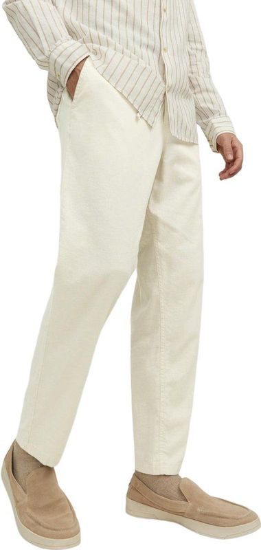 Jack & Jones - Casual Broek - Lichtbeige - Katoen/Linnen/Elastan