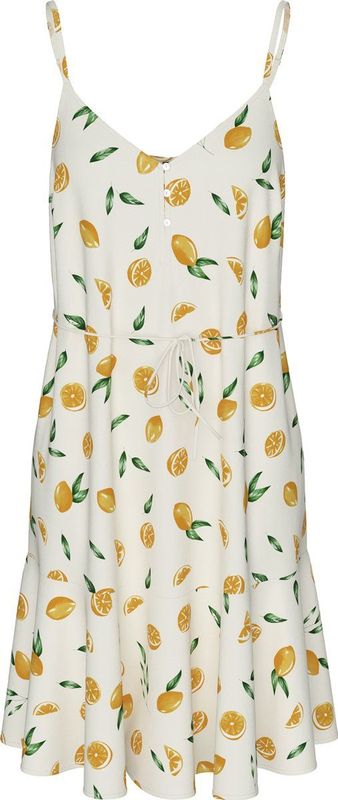 Pieces - Model 'NYA' - Mini-jurk - Getailleerd - V-hals - Tailleband met knopen