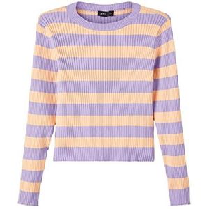 Name It Nlffulla Ls Shorts Stripe Knit Top voor meisjes, Perzikkwarts / strepen: perzikkwarts / verbena