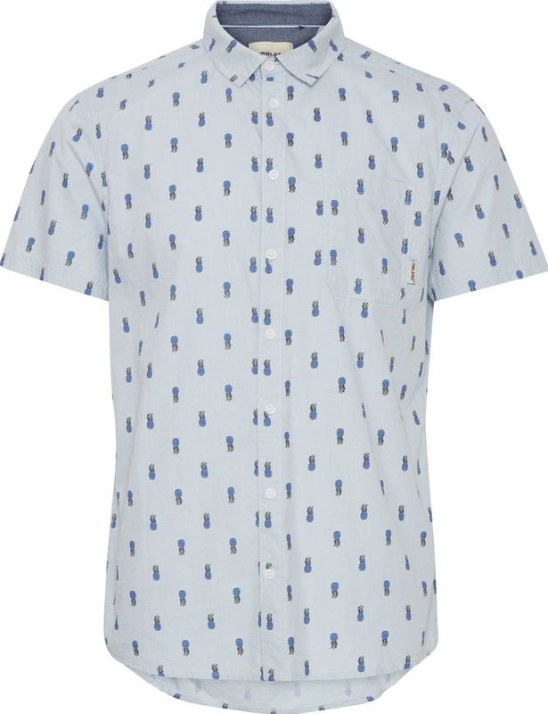 Blend - Overhemd - Korte Mouwen - Blauw - Katoen