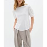 InWear - T-shirt Top - Wit - 100% Katoen - Korte Pofmouwen, Ronde Halslijn