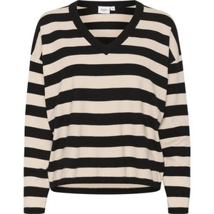 Gebreide Trui - Gestreept - Knitwear - V-hals - Lange Mouw
