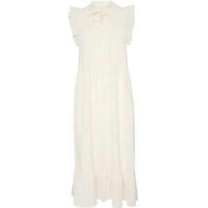 Part Two - Midi-Jurk - Tofu - Polyester - Ruches Mouwen - Ronde Halslijn