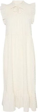 Part Two - Midi-Jurk - Tofu - Polyester - Ruches Mouwen - Ronde Halslijn