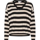 Gebreide Trui - Gestreept - Knitwear - V-hals - Lange Mouw