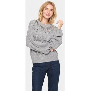 Pull&Bear - Gray Quill Melange - Pullover - Lange Mouwen - Ronde Hals